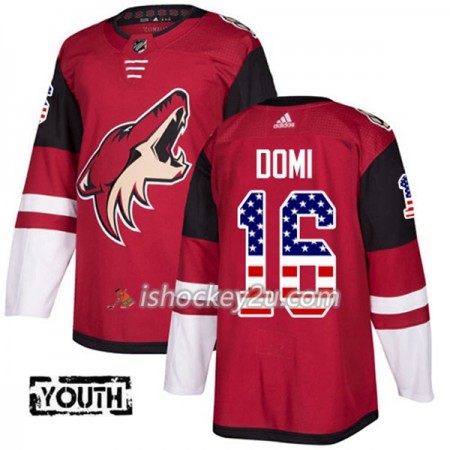 Børn NHL Arizona Coyotes Trøje Max Domi 16 Adidas 2017-2018 Rød USA Flag Fashion Authentic